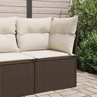 Divano Angolare da Giardino con Cuscini in Polyrattan Marrone 366216