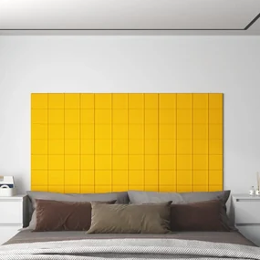Pannelli Murali 12 Pz Gialli 60x15 Cm Velluto 1,08 M² /