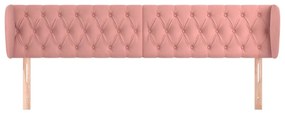 Testiera ad orecchio rosa 183x23x78/88 cm in velluto