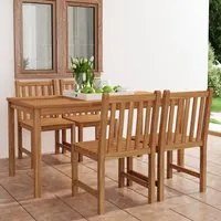 Set da Pranzo per Esterni 5 pz in Legno Massello di Teak