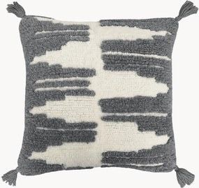 Cuscino in lana trapuntata con nappe Nomade Zagros