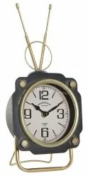 Orologio da Tavolo DKD Home Decor Nero Dorato Cristallo Ferro Vintage 15,5 x 8,5 x 32 cm