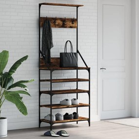 Appendiabiti Con Porta Scarpe Rovere Fumo 70x34x184 Cm /