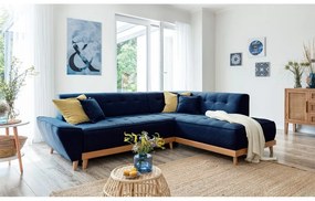 Divano letto angolare blu navy L, angolo destro Dazzling Daisy - Miuform