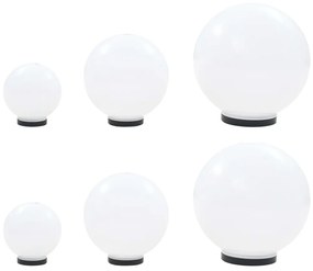 Set Lampade A Led Sferiche 6 Pz 20/30/40 Cm İn Pmma /