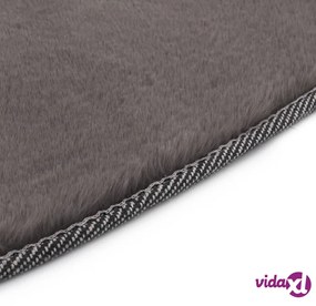 vidaXL Tappeto 160 cm Pelliccia di Coniglio Sintetica Grigio Scuro