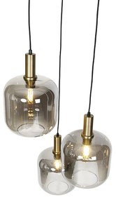 Lampada a sospensione intelligente nera con vetro fumé 3 luci incl. Wifi A60 - Zuzanna