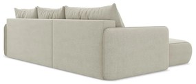 Divano angolare color crema allungabile/con contenitore (con penisola a sinistra) Nanea – Makamii