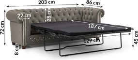 Divano grigio allungabile con rivestimento in velluto 203 cm York Blik – Ropez