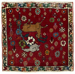 Shiraz Tappeto 60x60 Rosso (Iran) Annodato A Mano