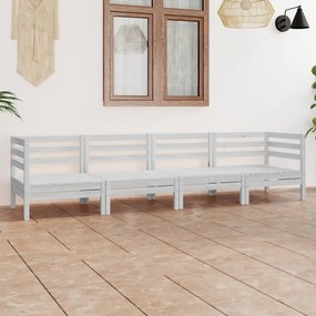 Set Divani da Giardino 4 pz Bianco in Legno Massello di Pino