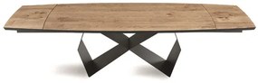 Tavolo allungabile 300 cm con base metallo Nero e piano Rovere Crudo WALL