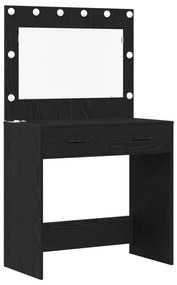 Set di toilette da 3 pezzi  con specchio led in rovere nero legno ingegnerizzato