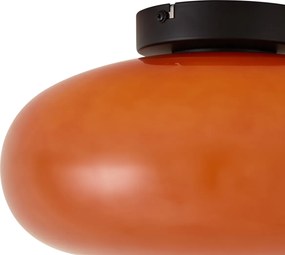 Plafoniera retrò nera con vetro arancione 30cm - Glaze