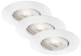 Set 3 Faretti Incasso Kulana Jet Plastica Bianco Led Integrato 4,9W 3000K