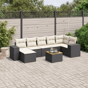 Set Divani da Giardino con Cuscini 8 pz Nero in Polyrattan