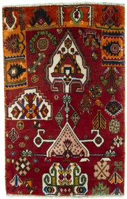 Shiraz Tappeto 80 x 50 Rosso (Iran) Annodato A Mano