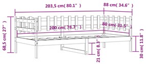 Dormeuse Bianca 80x200 cm in Legno Massello di Pino