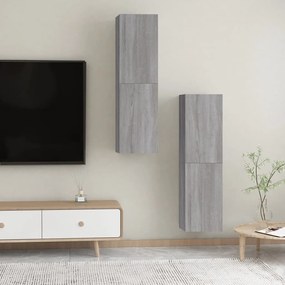 Mobili porta tv a parete 2 pz grigio sonoma 30,5x30x110 cm