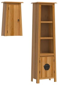 Set mobili da bagno 2 pz in legno massello di pino