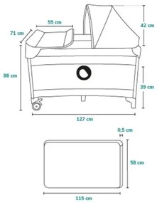 Lionelo - Culla da viaggio SVEN PLUS grigio