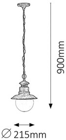 Rabalux 8164 - Lampada a sospensione da esterno ODESSA 1xE27/60W