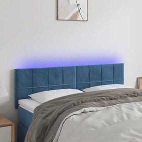 Testiera A Led Blu Scuro 144x5x78/88 Cm İn Velluto /
