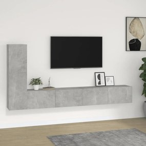 Set Di Mobili Porta Tv 3 Pz Grigio Cemento İn Legno Multistrato /