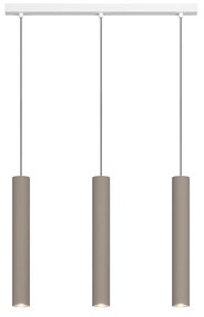 Lampadario Moderno Aygo Rettangolare Metallo Bianco E Sabbia 3 Luci Gu10