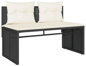 Set divani da giardino 4 pz con cuscini nero in polyrattan