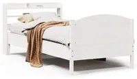 Letto senza Materasso Bianco 75x190 in Legno Massello di Pino 3306991