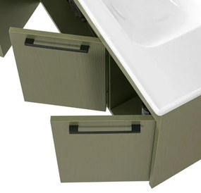 Mobile bagno sospeso 100 cm verde effetto legno con armadietto a specchio Sofia