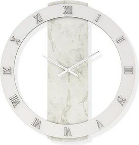 Orologio rotondo D60 cm NOAH in legno rivestito con parato Argento