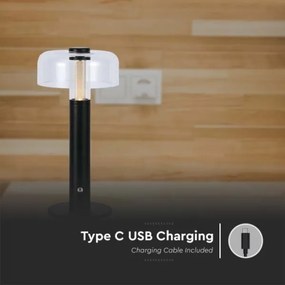 Lampada da tavolo LED dimmerabile ricaricabile 1W 5V 3000K 1800mAh nera