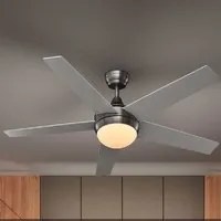 Ventilatore con Telecomando da Soffitto 5Pale Legno e Metallo Luce LED Integrato