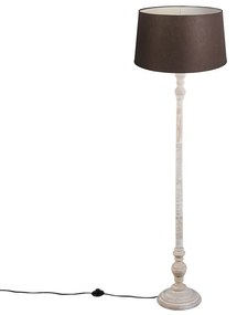 Lampada da terra con paralume in lino marrone 45 cm - Classico