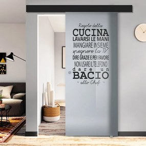 Porta scorrevole Regole Tel. in vetro multicolore, L 88 x H 215 cm, con binario Atelier nero Destra