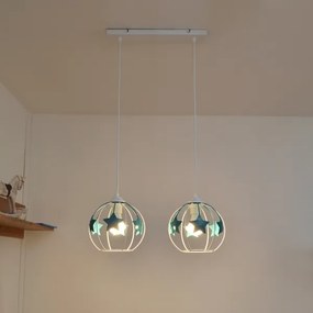 Lampadario a sospensione per bambini STARS 2xE27/15W/230V turchese/bianco