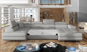 Divano angolare grigio chiaro allungabile/con contenitore (con penisola a sinistra/a U) Rodrigo – ELTAP
