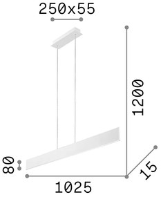 Sospensione Industrial-Minimal Desk Metallo Bianco Led 32W 3000K