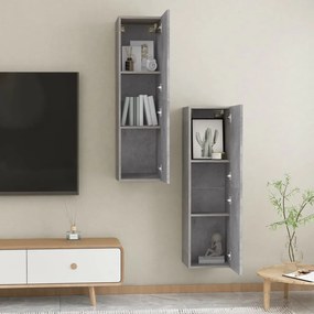 Mobili TV 2pz Grigio Cemento 30,5x30x110 cm Legno Multistrato