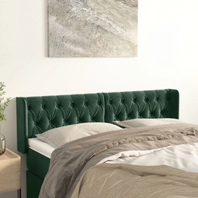 Testiera Ad Orecchio Verde Scuro 147x16x78/88 Cm İn Velluto /