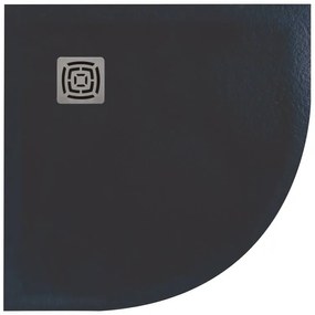 Piatto doccia in resina semicircolare FS25 antracite L 80 x L 80 x H 3 cm effetto pietra