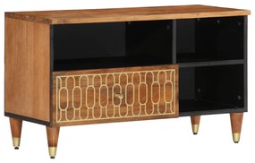 Mobile Porta Tv 80x33x46 Cm İn Legno Massello Di Mango /