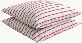 Set di 2 federe in percalle di cotone Striped Coral