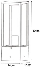 Lampada da esterno da terra nera con vetro a coste 40 cm IP44 - Charlois
