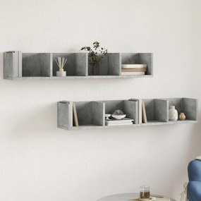 Mobili Parete 2 Pz Grigio Cemento 99x18x16,5 Cm İn Multistrato /
