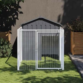 Casetta Cani Con Corsa Antracite 117x201x123 Cm Acciaio Zincato /