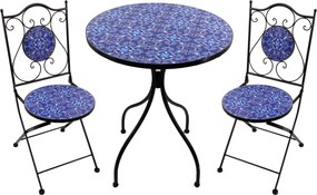AVEIRO - set due sedie pieghevoli e tavolo rotondo con decori