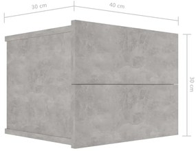 Comodini 2 pz Grigio Cemento 40x30x30 cm in Legno Multistrato